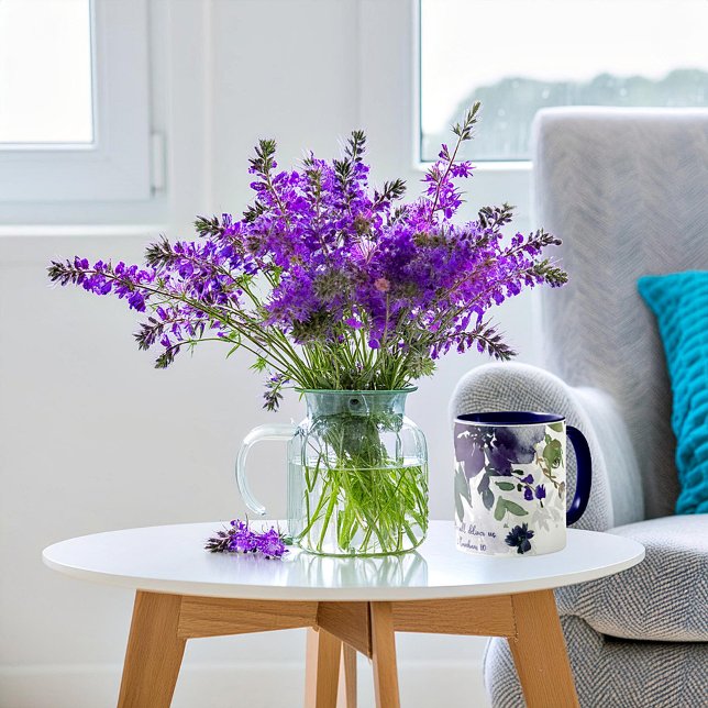 Mug Il nous livrera, aquarelle violette floral (Créateur téléchargé)