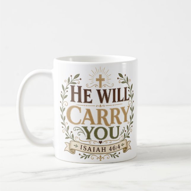 Mug Il vous portera Citation de la Bible chrétienne (Gauche)