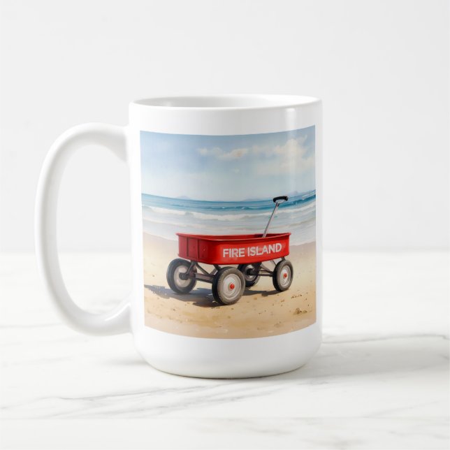 Mug Île de Fire Island chariot rouge plage de sable LI (Gauche)