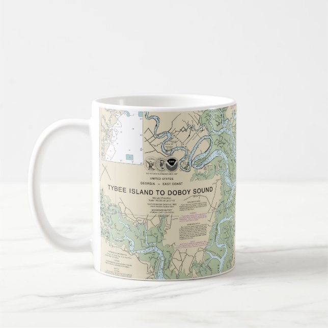 Mug Ile de Tybee à Doboy Sound Graphique nautique 1150 (Gauche)