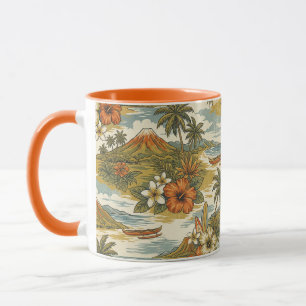 Mug Île d'Hibiscus Hawaïen Scénique - Orange Brûlé