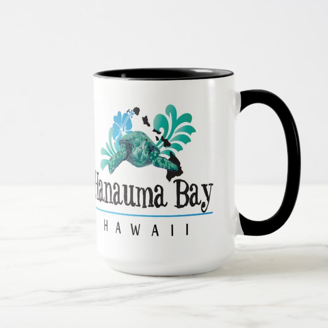 Mug Îles Hawaii, tortue et fleur d'Hibiscus (Droite)