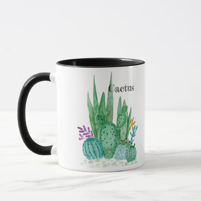Mug Illu floral de désert de fleurs de cactus (Gauche)