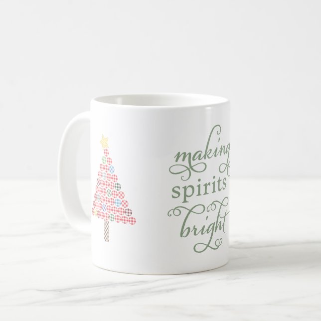 Mug Illuminer les esprits Gingham Arbres de Noël (Devant gauche)
