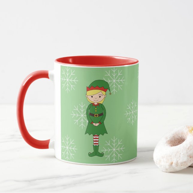 Mug illusima Elf Girl Noël Snowflakes vert clair (Avec donut)