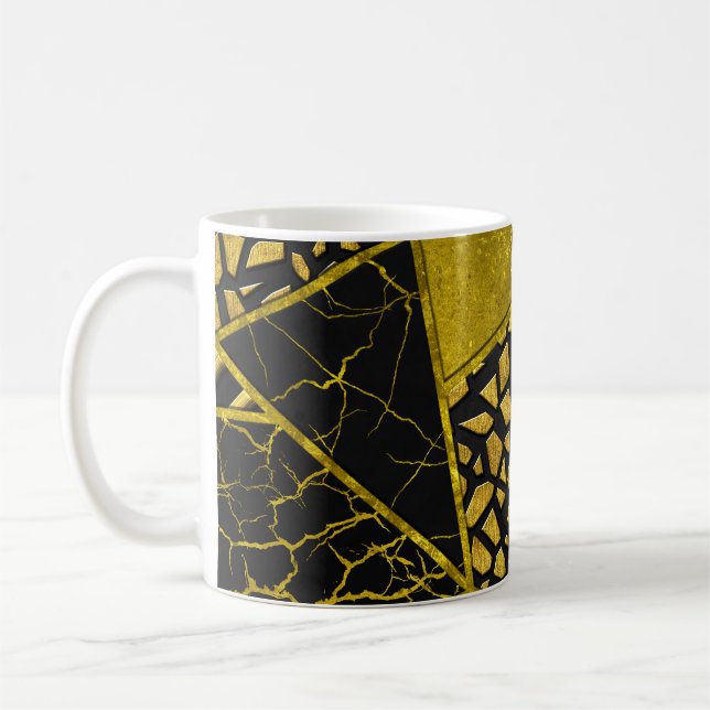 Mug Illusion de texture du triangle noir or (Gauche)