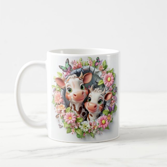 Mug Illustration 3D de la fête des mères Vache et veau (Gauche)