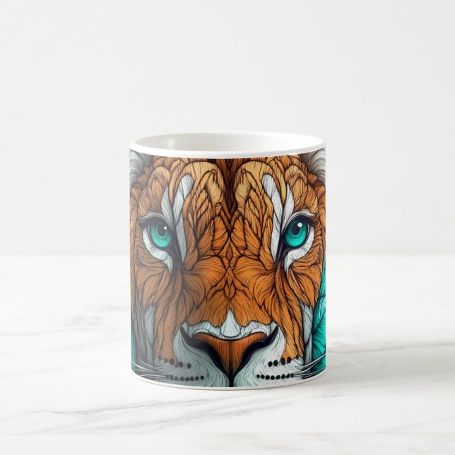 Mug illustration abstraite d'un visage de lion (Centre)