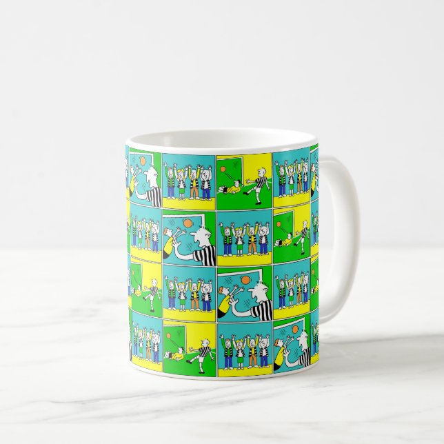 Mug Illustration amusante de footballeurs et fans sur  (Devant droit)