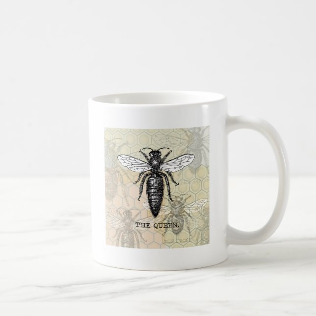 Mug Illustration Antique d'Insecte de Bourdon Reine Ab (Droite)