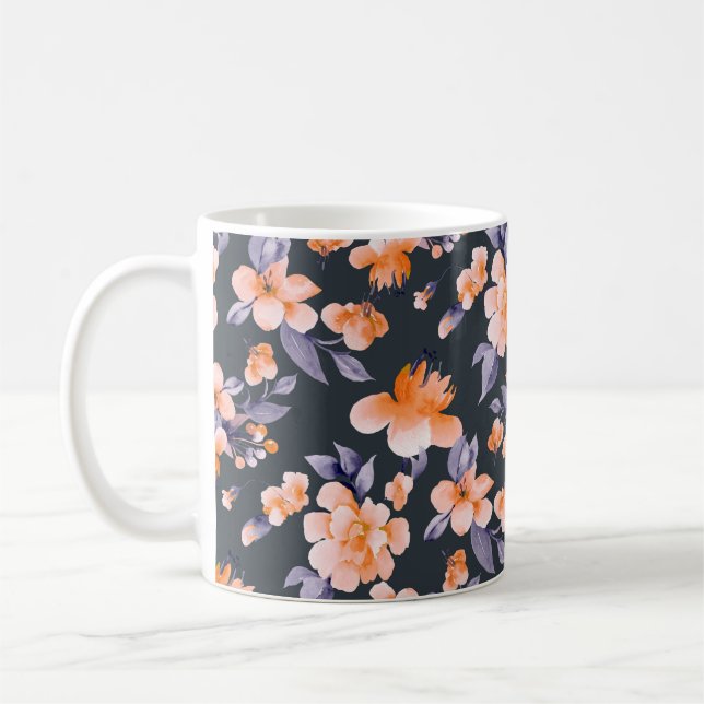 Mug Illustration arrière - plan sans couture de fleurs (Gauche)