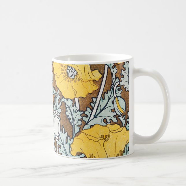 Mug Illustration Art Nouveau Poppy Fleur Jaune (Droite)