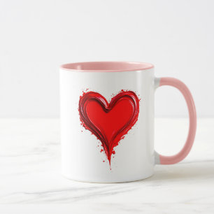 Mug Illustration artistique d’un cœur rouge éclatant.