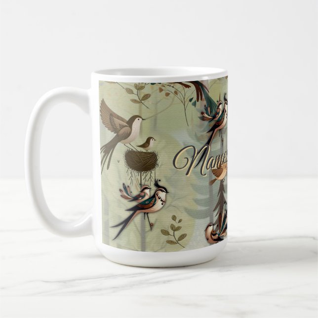 Mug Illustration artistique d'oiseaux simplistes de st (Gauche)