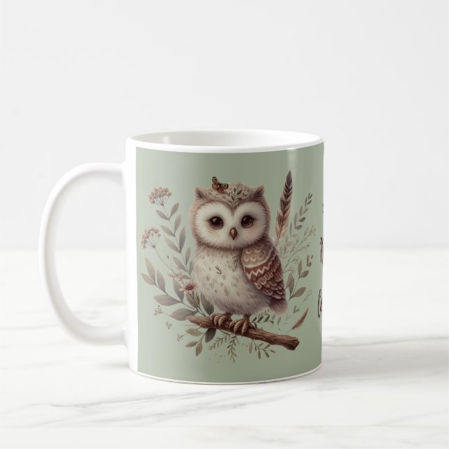 Mug Illustration botanique de chouette fantaisiste de  (Gauche)
