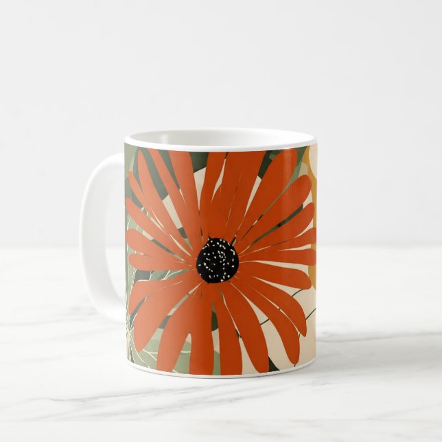 Mug Illustration botanique de fleur rouge tropicale Bo (Devant gauche)