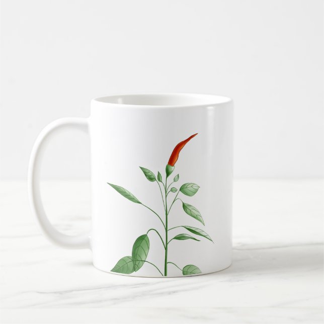 Mug Illustration botanique d'usine de poivre de piment (Gauche)