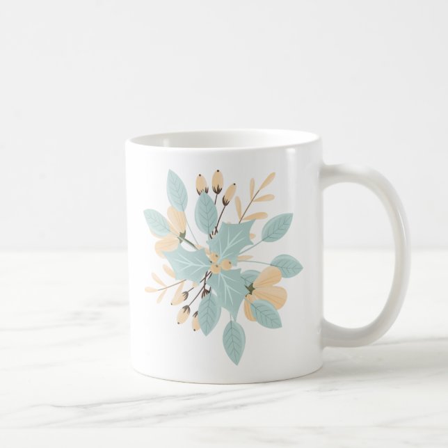 Mug Illustration botanique pastel bleu beige d'hiver (Droite)