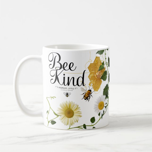 Mug Illustration botanique vintage classique d'abeille (Gauche)