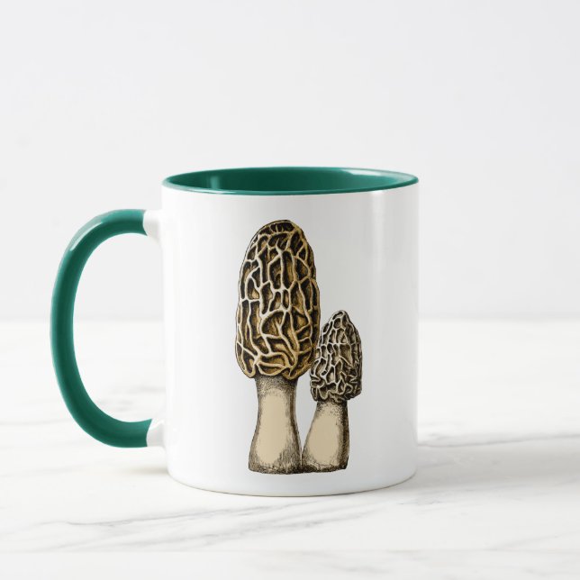 Mug Illustration botanique Vintage de Morel Mushroom (Gauche)