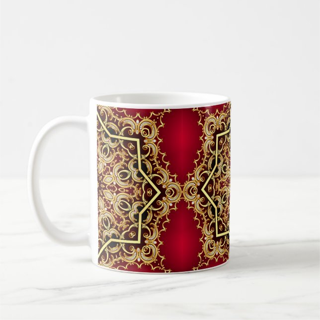 Mug illustration cadre arrière - plan avec perle et or (Gauche)