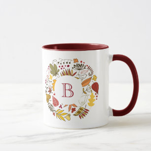 Mug Illustration circulaire des feuilles de couleur au