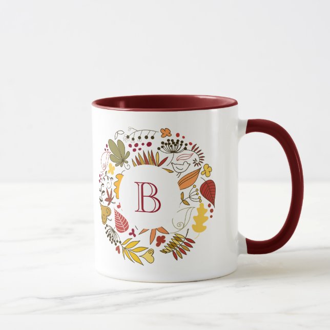 Mug Illustration circulaire des feuilles de couleur au (Droite)