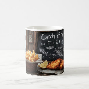 Mug Illustration classique du poisson et des chips et 