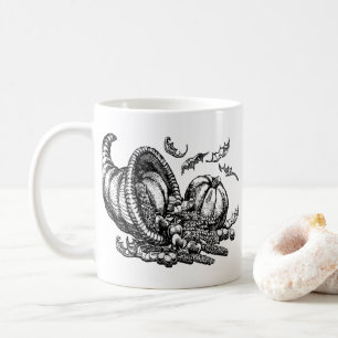 Mug Illustration classique en osier Cornucopia noir bl