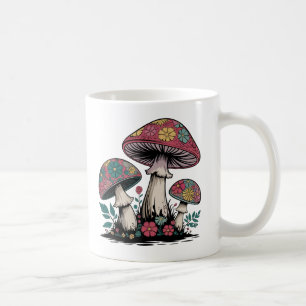 Mug Illustration colorée de champignons et de fleurs