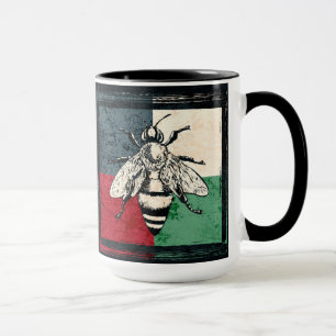 Mug Illustration colorée de l'insecte d'abeille vintag