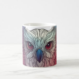 Mug illustration colorée du visage d'un hibou,