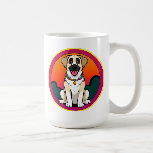 Mug Illustration colorée d'un chien souriant (Droite)