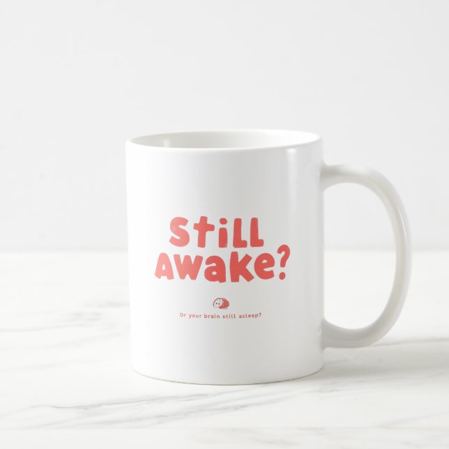 Mug Illustration corail ludique "Encore éveillé ?" Art (Droite)