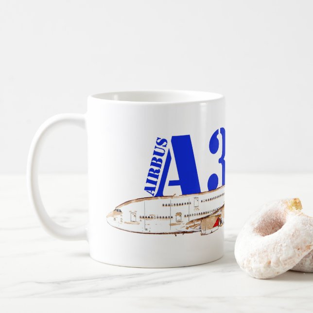 Mug Illustration d'Airbus A380 avec design de queue ro (Avec donut)