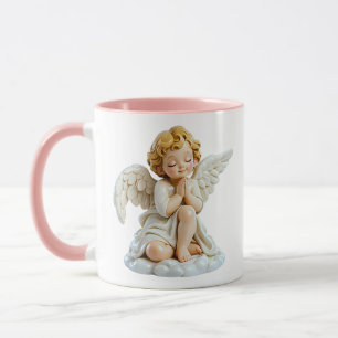 Mug Illustration d'ange priant mignon blanc