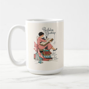 Mug Illustration d'anniversaire pour amateur de livres