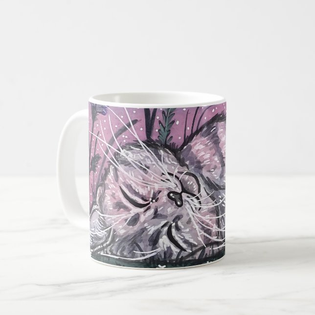 Mug Illustration d'aquarelle de chat Snooze Garden Dre (Devant gauche)