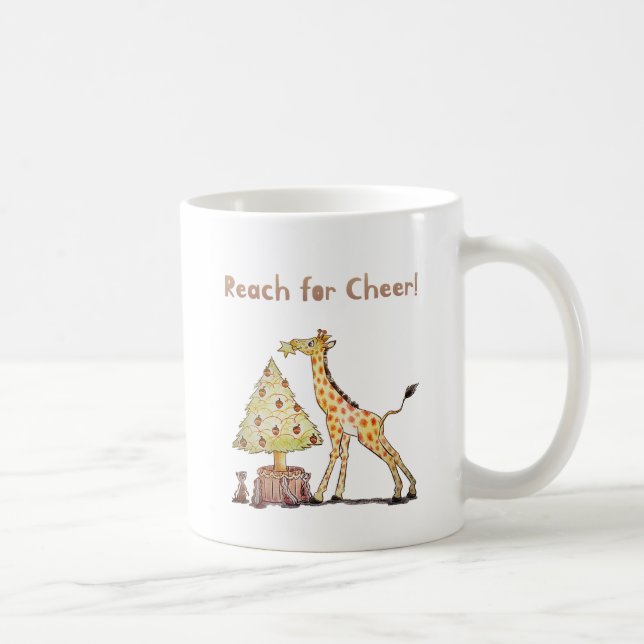 Mug Illustration d'arbre de Noël girafe dessiné à la m (Droite)