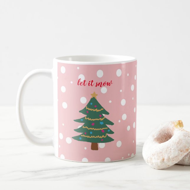 Mug Illustration d'arbre de Noël Laisser neiger café M (Avec donut)