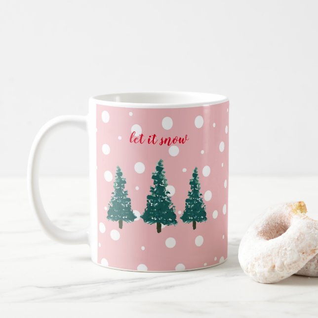 Mug Illustration d'arbre de Noël Laisser neiger café M (Avec donut)