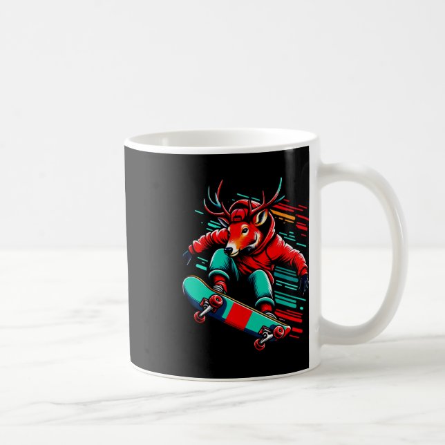 Mug Illustration d'art de cerf rouge funky cool en ska (Droite)