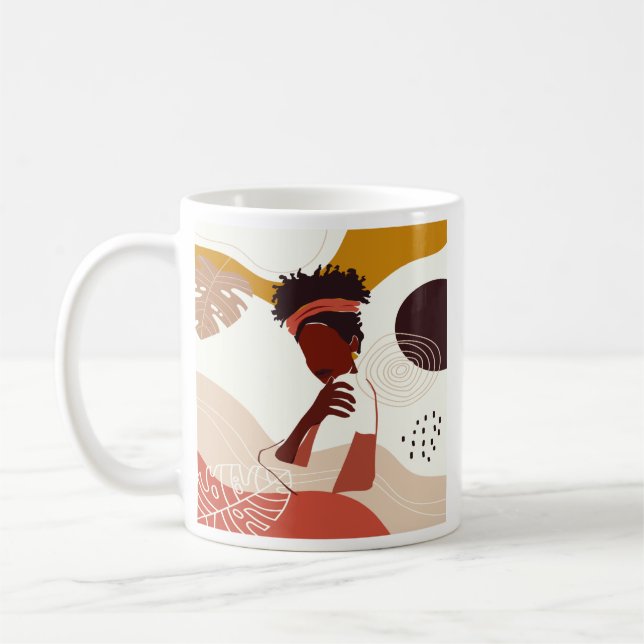 Mug Illustration d'art de femme noire, impression de p (Gauche)