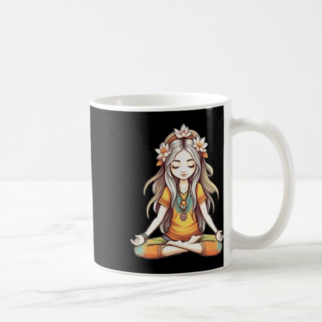 Mug Illustration d'art de fille hippie groovy en posit (Droite)