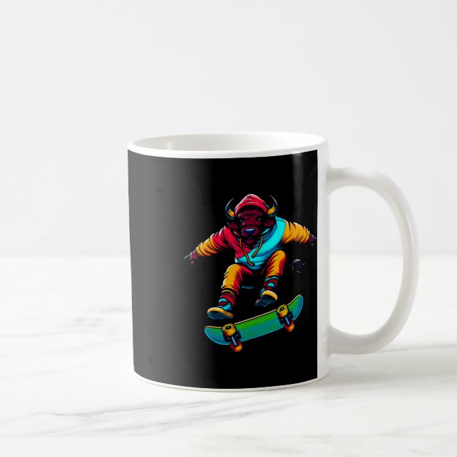 Mug Illustration d'art de skateboard funky cool à Buff (Droite)