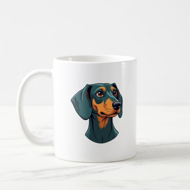 Mug Illustration d'art rétro de portrait de teckel vin (Gauche)