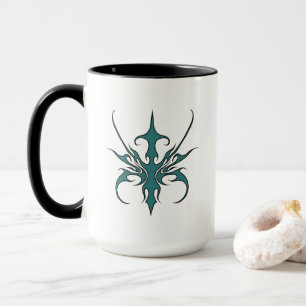 Mug Illustration d'art tribal aquamarine féroce en lig