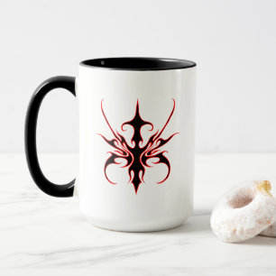 Mug Illustration d'art tribal noir et rouge intense à 