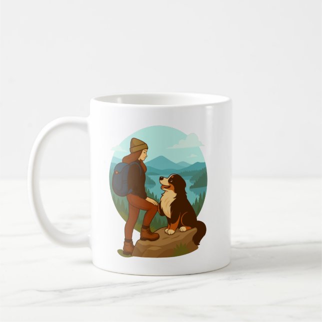 Mug Illustration d'aventure de fille et de chien de mo (Gauche)