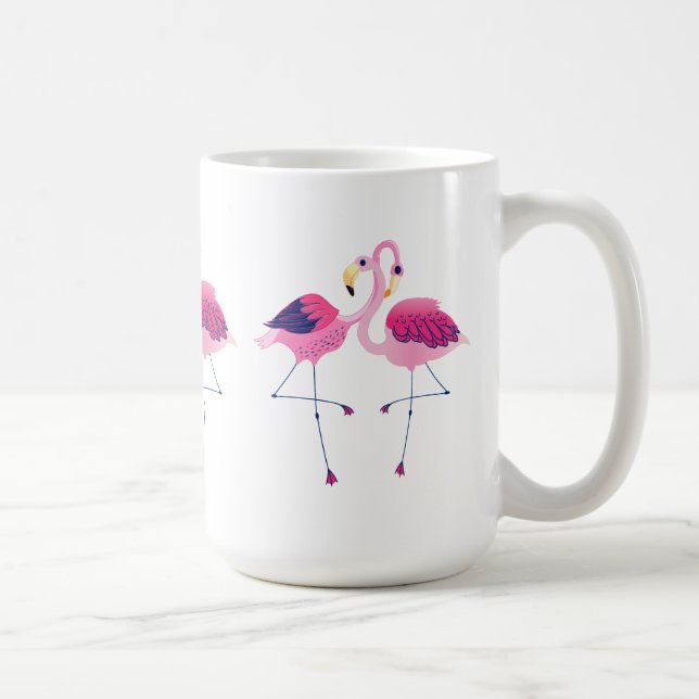 Mug Illustration de 3 paires de Flamants roses roses (Droite)